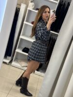 Mandin oversized καρό πουκάμισο - Μπλε - Image 4